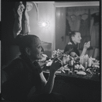 Irene Sharaff in dressing room during rehearsals for the stage production West Side Story