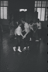 Unidentified actress and actor in rehearsal for the stage production West Side Story