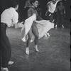 Chita Rivera with dancers rehearsing for the stage production West Side Story