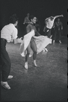 Chita Rivera with dancers rehearsing for the stage production West Side Story