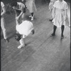 Peter Gennaro directing dancers during rehearsal for the stage production West Side Story