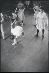 Peter Gennaro directing dancers during rehearsal for the stage production West Side Story
