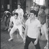 Peter Gennaro directing dancers during rehearsal for the stage production West Side Story