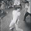 Peter Gennaro directing dancers during rehearsal for the stage production West Side Story