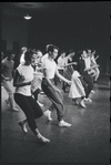 Chita Rivera and cast in rehearsal for the stage production West Side Story
