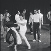 Peter Gennaro directing Chita Rivera and cast in rehearsal for the stage production West Side Story