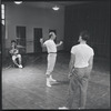Jerome Robbins directing fight scene rehearsal for the stage production West Side Story