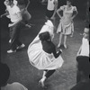 Chita Rivera and dancers in rehearsal for the stage production West Side Story