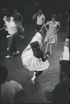 Chita Rivera and dancers in rehearsal for the stage production West Side Story