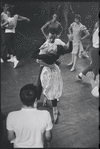 Chita Rivera, Ken Le Roy, and dancers in rehearsal for the stage production West Side Story