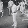 Peter Gennaro directing dancers in rehearsal for the stage production West Side Story