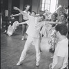 Peter Gennaro directing dancers in rehearsal for the stage production West Side Story