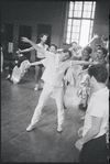 Peter Gennaro directing dancers in rehearsal for the stage production West Side Story