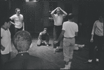 Jerome Robbins directing dancers in rehearsal for the stage production West Side Story