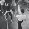 Chita Rivera, Larry Kert and cast in rehearsal for the stage production West Side Story