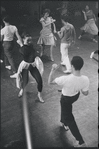 Chita Rivera, Larry Kert and cast in rehearsal for the stage production West Side Story