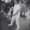 Peter Gennaro directing dancers in rehearsal for the stage production West Side Story