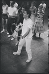 Peter Gennaro directing dancers in rehearsal for the stage production West Side Story