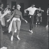 Chita Rivera, Ken Le Roy and dancers in rehearsal for the stage production West Side Story