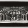 Three unidentified actors on the gym set designed by Oliver Smith for the stage production West Side Story at the Winter Garden Theatre