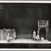 Four unidentified dancers on set designed by Oliver Smith for the stage production West Side Story at the Winter Garden Theatre