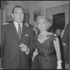 Unidentified man and Eva Gabor during opening night party at Roseland for the stage production West Side Story