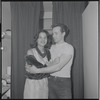 Unidentified woman and Larry Kert during opening night party at Roseland for the stage production West Side Story