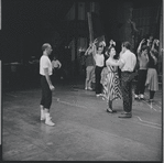 Jerome Robbins directs Carol Lawrence and Larry Kert during rehearsal for the stage production West Side Story