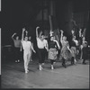 Jerome Robbins, choreographer Peter Gennaro, Chita Rivera and ensemble in rehearsal for the stage production West Side Story