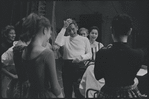 Leonard Bernstein and cast during the rehearsal for the stage production West Side Story