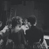 Leonard Bernstein and cast around piano in rehearsal for the stage production West Side Story