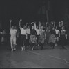 Jerome Robbins, choreographer Peter Gennaro, Chita Rivera and ensemble in rehearsal for the stage production West Side Story