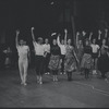 Jerome Robbins, choreographer Peter Gennaro, Chita Rivera and ensemble in rehearsal for the stage production West Side Story
