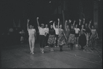 Jerome Robbins, choreographer Peter Gennaro, Chita Rivera and ensemble in rehearsal for the stage production West Side Story