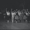 Jerome Robbins, Peter Gennaro, Chita Rivera and cast in rehearsal for the stage production West Side Story