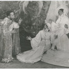 Actor Edward Matthews as St. Ignatius, actress Bruce Howard as St. Teresa II and actress Beatrice Robinson-Wayne as St. Teresa I in the theatrical production "Four Saints in Three Acts," 1934