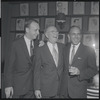 Hal Prince, Robert E. Griffith, and Jerome Robbins at opening night party at Sardi's for the stage production West Side Story 