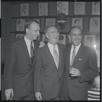 Hal Prince, Robert E. Griffith, and Jerome Robbins at opening night party at Sardi's for the stage production West Side Story 