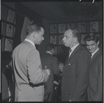 Stephen Sondheim and Hal Prince at the opening night party at Sardi's for the stage production West Side Story