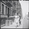 Carol Lawrence and Larry Kert on location (West 56th street between 9th and 10th ave) for West Side Story publicity shoot