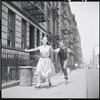 Carol Lawrence and Larry Kert on location (West 56th street between 9th and 10th ave) for West Side Story publicity shoot