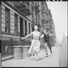 Carol Lawrence and Larry Kert on location (West 56th street between 9th and 10th ave) for West Side Story publicity shoot