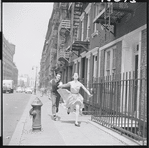 Larry Kert and Carol Lawrence on location (Manhattan) for West Side Story publicity shoot