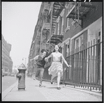 Larry Kert and Carol Lawrence on location (Manhattan) for West Side Story publicity shoot