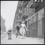 Larry Kert and Carol Lawrence on location (Manhattan) for West Side Story publicity shoot