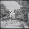Larry Kert and Carol Lawrence on location in Central Park for publicity for the stage production West Side Story