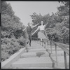 Larry Kert and Carol Lawrence on location in Central Park for publicity for the stage production West Side Story