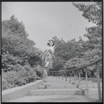 Larry Kert and Carol Lawrence on location in Central Park for publicity for the stage production West Side Story
