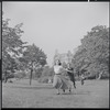 Larry Kert and Carol Lawrence on location in Central Park for publicity for the stage production West Side Story