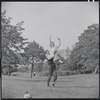 Larry Kert and Carol Lawrence on location in Central Park for publicity for the stage production West Side Story